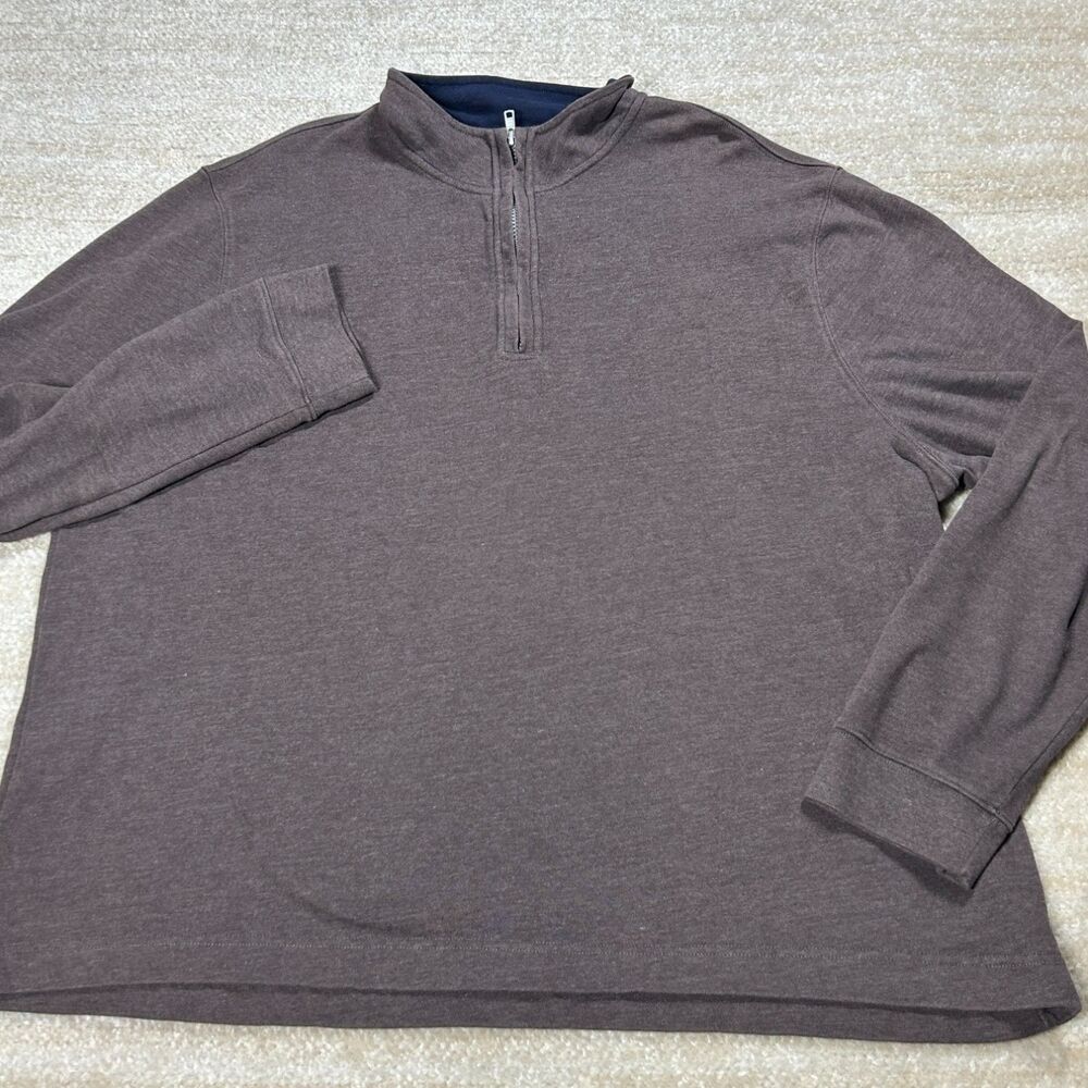 Saddlebred Pullover Sweatshirt Mens XL Brown Quarter Zip Mock Neck Long Sleeve